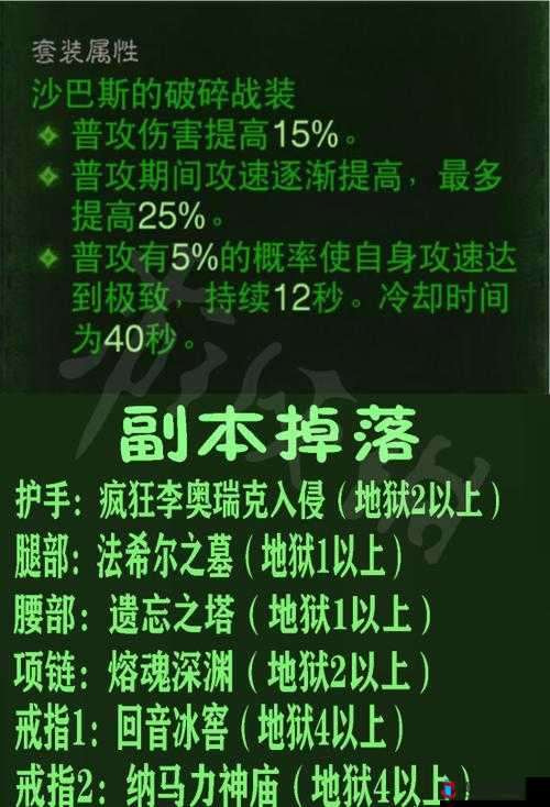 深度解析暗黑破坏神不朽游戏中沙巴斯套装的性能与实战效果